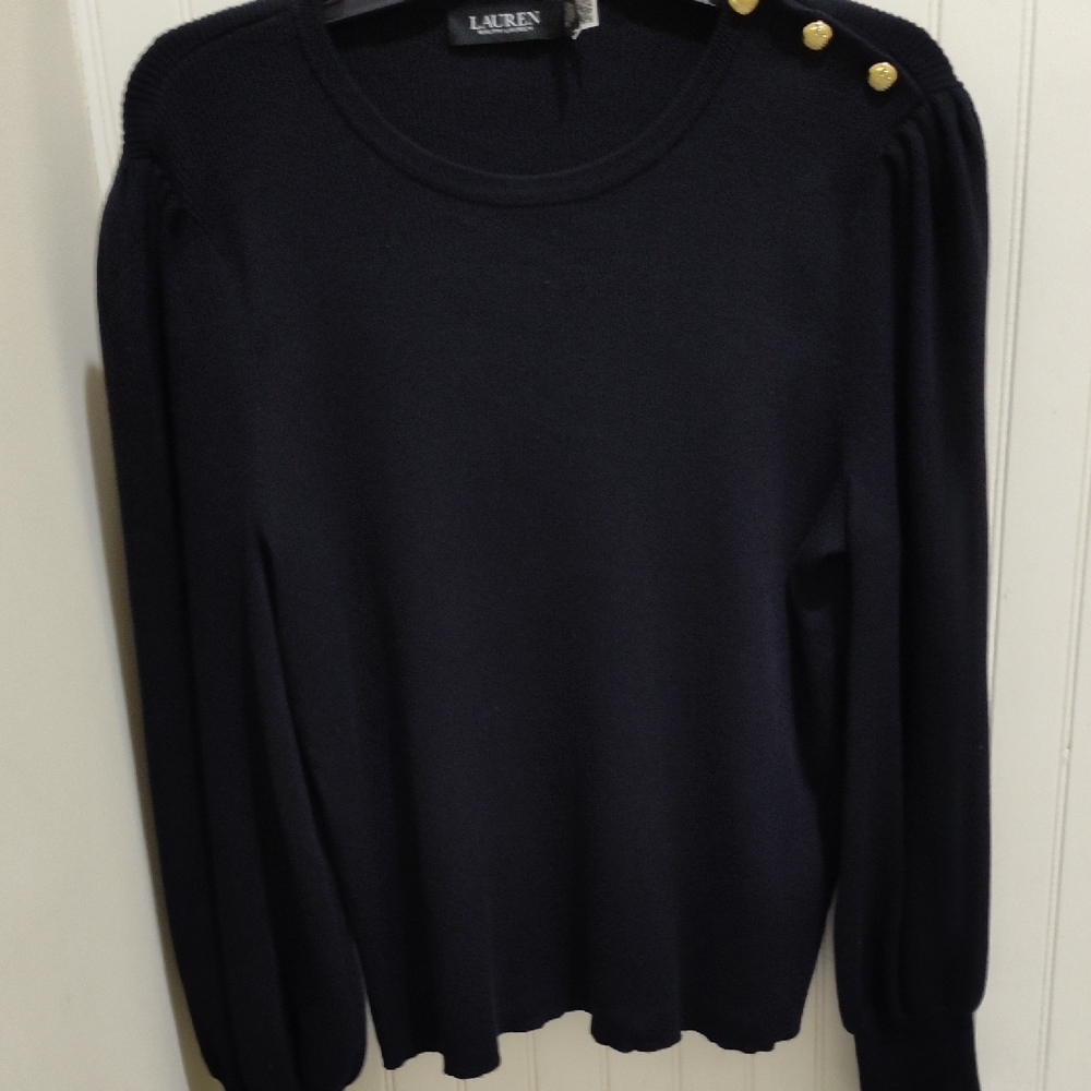 Lauren Black Sweater with Gold Buttons